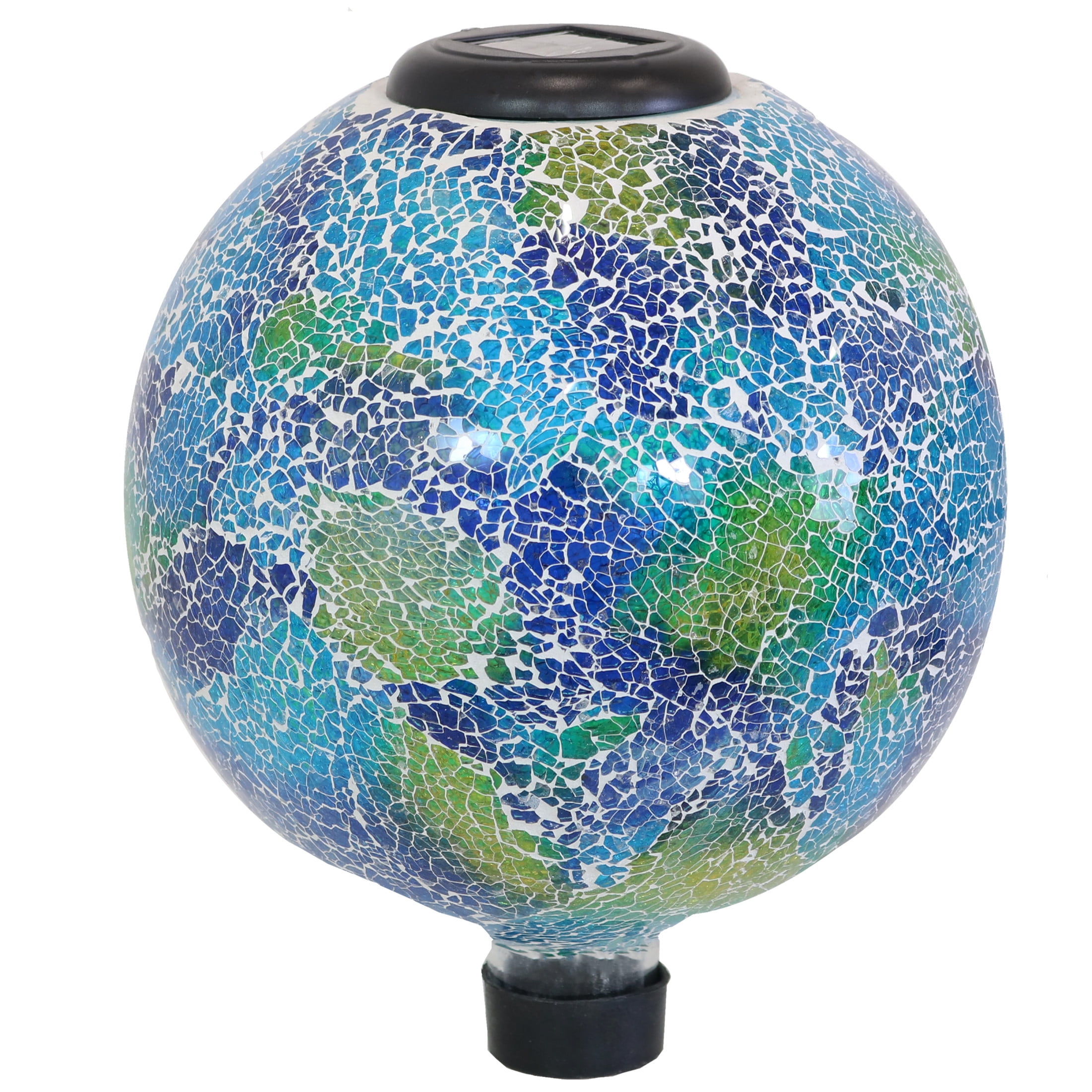 Azul Terra Crackled Glass Solar Garden Gazing Globe with LED Light