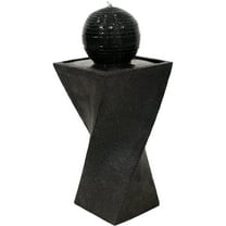 Sunnydaze Ball Modern Black Polyresin Outdoor Solar Fountain with Battery and LED Light