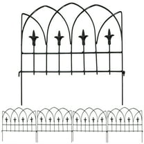 Sunnydaze Bayonne 19" x 19" Black Steel Decorative Garden Fence Panels (5 Count)