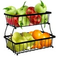 thumbnail image 1 of Sunnydaze Black Metal Wire Collapsible 2-Tier Fruit Basket for Kitchen Counter, 1 of 8