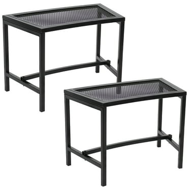 Sunnydaze Black Powder-Coated Steel Fire Pit Bench 2-Pack