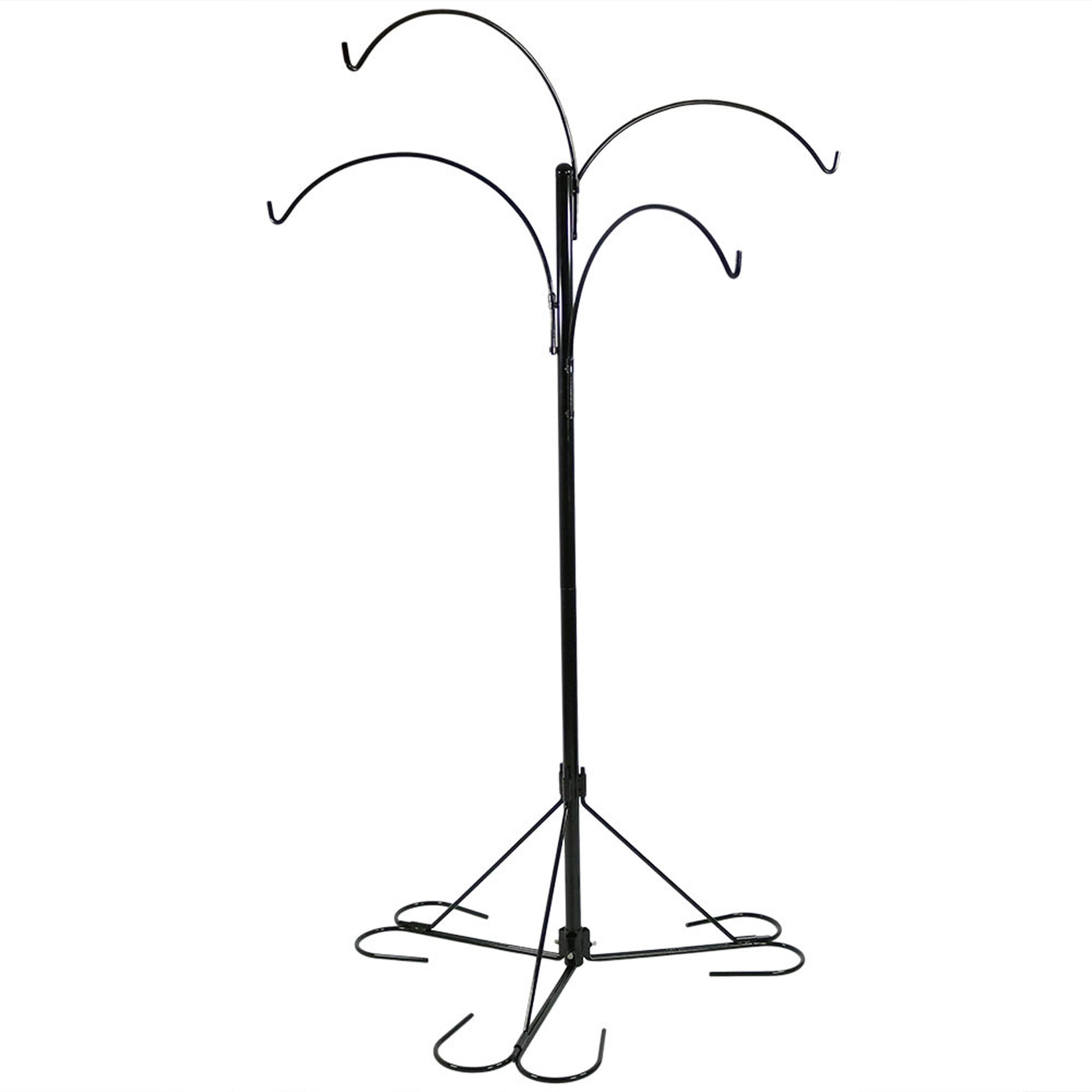 84" Black Powder-Coated Steel 4-Arm Hanging Basket Plant Stand