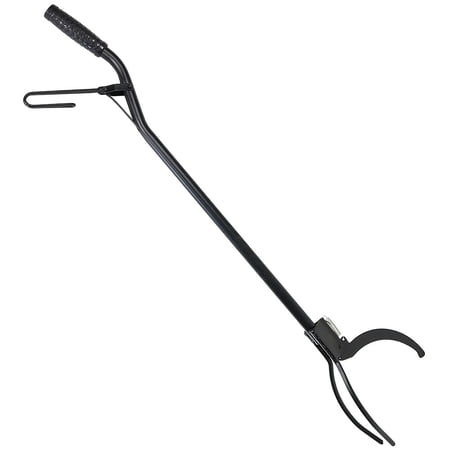 Sunnydaze Black Steel Spring-Loaded Log Grabber Firewood Tongs