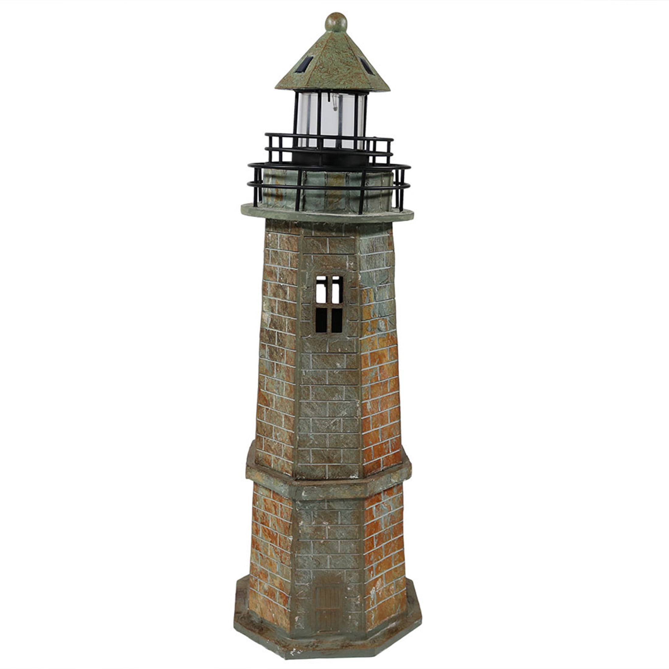 Gray Resin Solar LED Nautical Lighthouse Statue - 35"