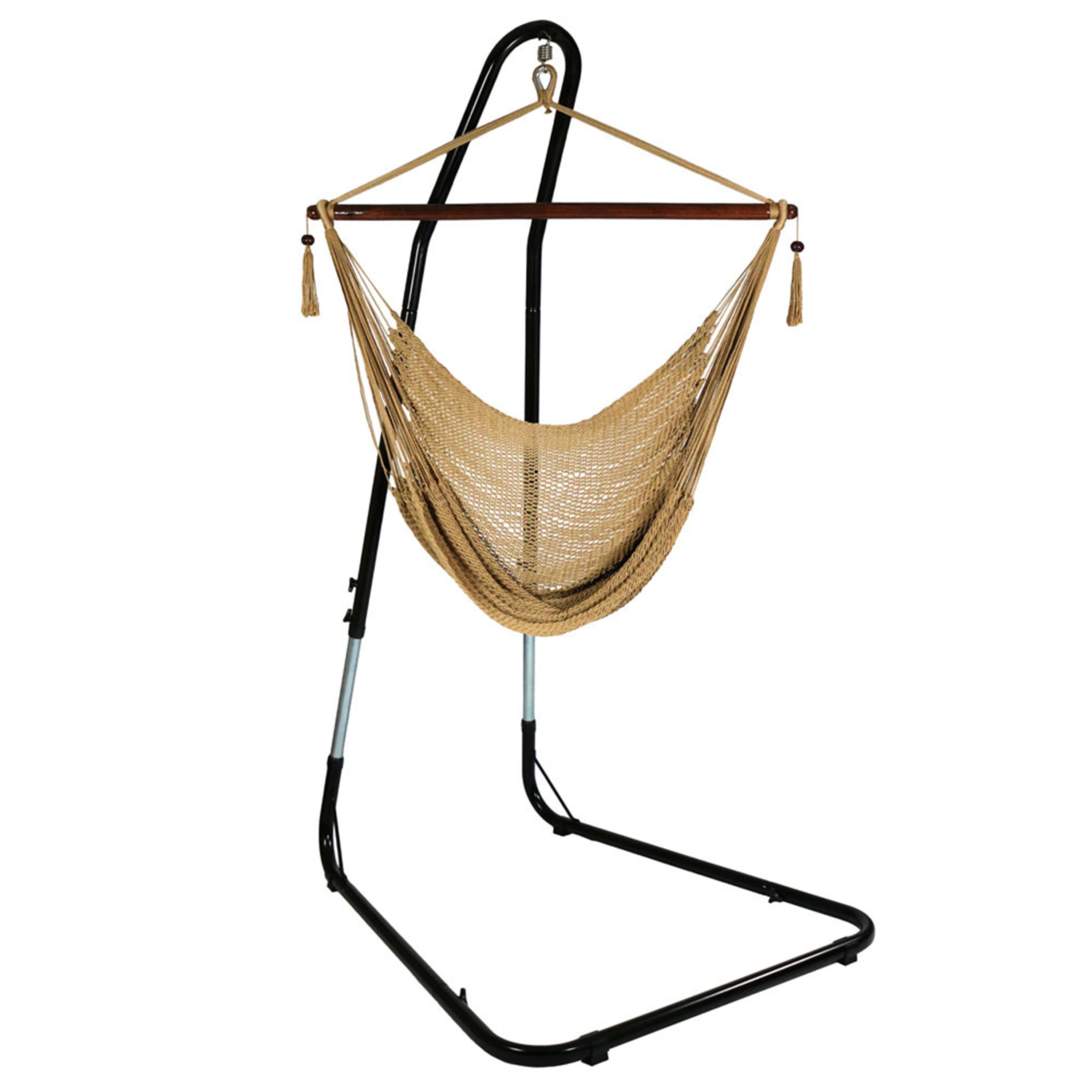 Sunnydaze Caribbean Style Extra Large Hanging Rope Hammock Chair Swing with Stand 300 lb