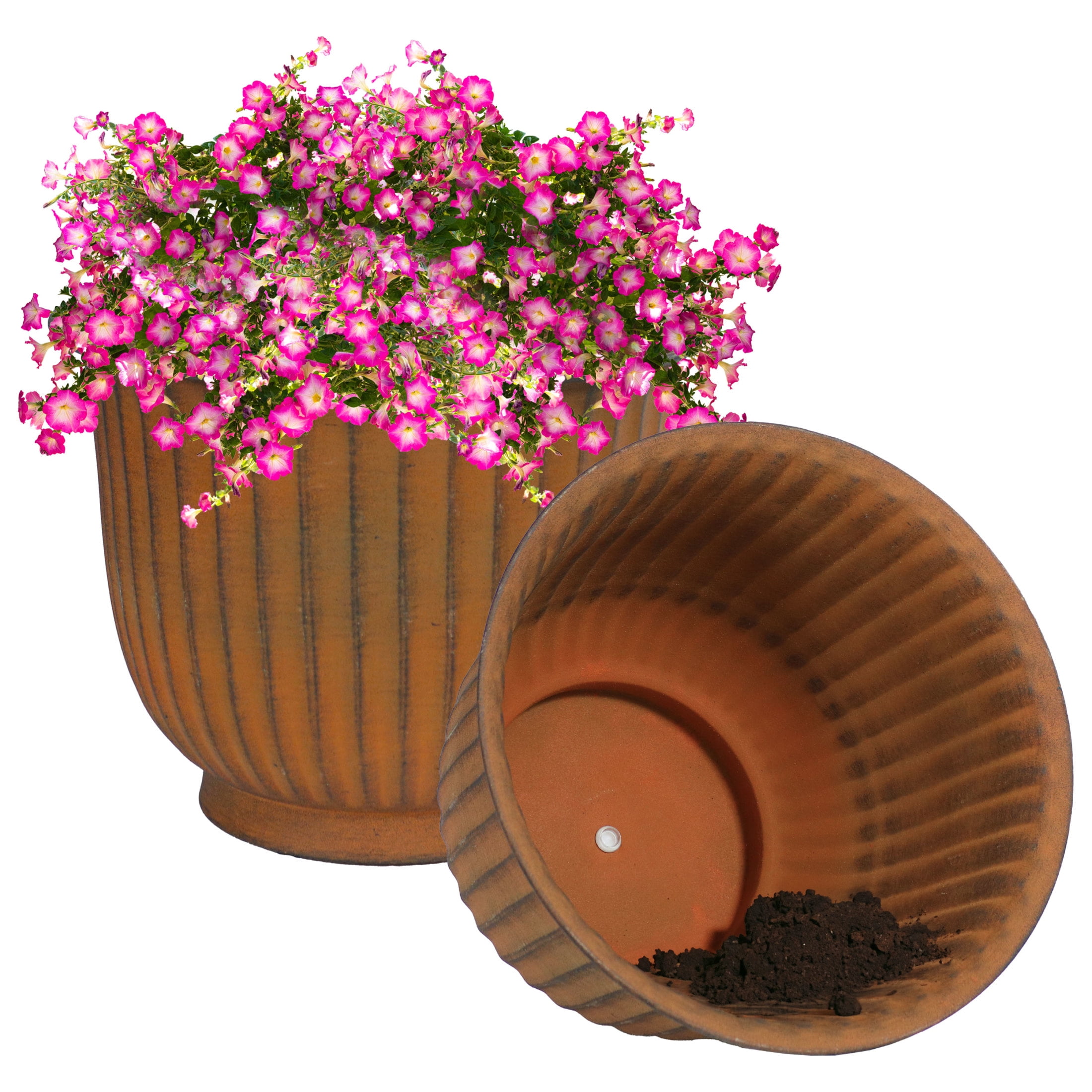Carlotta Matte Brown Medium Metal Indoor/Outdoor Planter Set