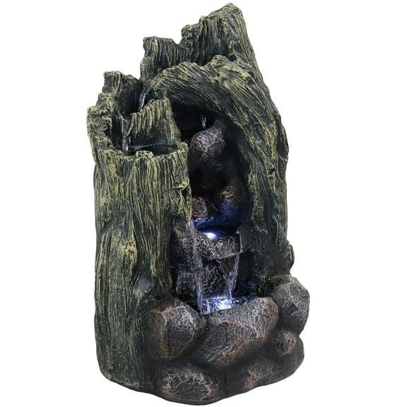 Sunnydaze Cavern of Mystery Fiberglass Concrete Outdoor Water Fountain with Lights