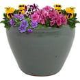 thumbnail image 1 of Sunnydaze Chalet 14.5" x 14.5" x 11.25" Round Gray Ceramic Outdoor Planter, 1 of 12