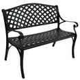 thumbnail image 1 of Sunnydaze Outdoor Patio Bench with Black Checkered Design - Durable Cast Aluminum Metal Garden Bench - 2-Person Patio Decor Seating - Front Porch Furniture - Entryway Bench, 1 of 13