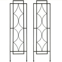 Sunnydaze Chic Diamonds 12" x 48.25" Black Steel Garden Trellis for Climbing Plants (2 Count)
