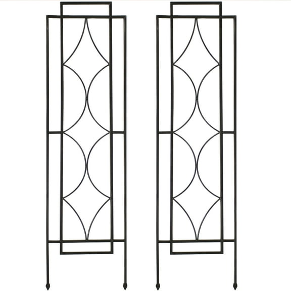Sunnydaze Chic Diamonds 12" x 48.25" Black Steel Garden Trellis for Climbing Plants (2 Count)