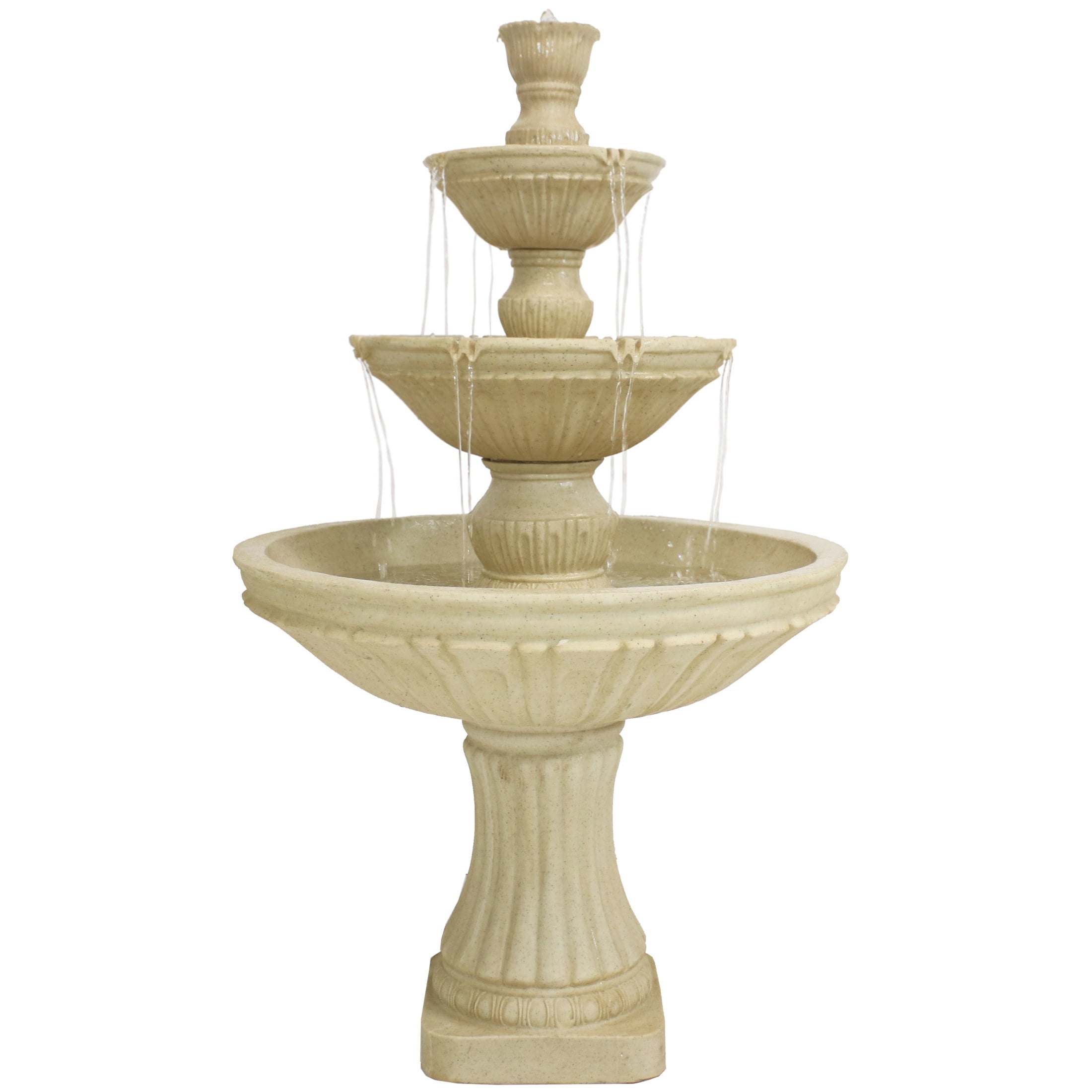 Sunnydaze Light Brown Polystone 55" 3-Tier Outdoor Water Fountain