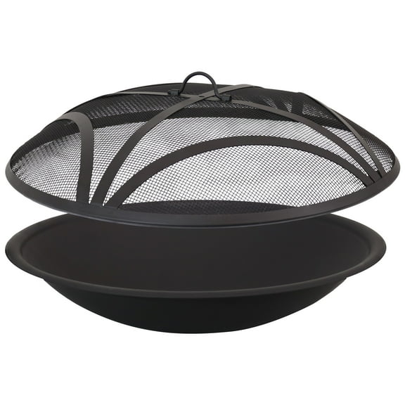 Sunnydaze Classic Elegance 23" Round Wood-Burning Black Finish Steel Replacement Fire Pit Bowl