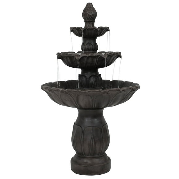 Sunnydaze Classic Tulip Polystone 3-Tier Outdoor Water Fountain