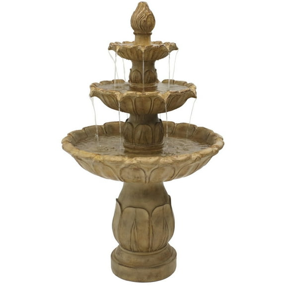 Sunnydaze Classic Tulip Traditional Garden Stone Finish Polystone 3-Tier Outdoor Water Fountain