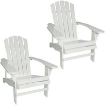 Sunnydaze Coastal Bliss Wooden Adirondack Chair - White - Set of 2