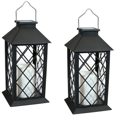 Sunnydaze Concord Solar Outdoor Polypropylene Tabletop Lantern (Set of 2)