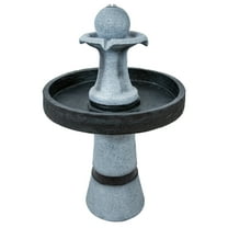 Sunnydaze 2-Tone Contemporary Gray Polyresin Outdoor Water Fountain with Light
