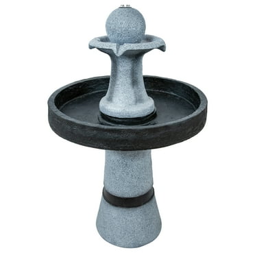 Sunnydaze 2-Tone Contemporary Gray Polyresin Outdoor Water Fountain with Light