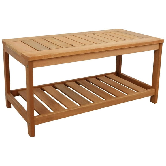 Sunnydaze Contemporary Rectangular Meranti Outdoor Coffee Table