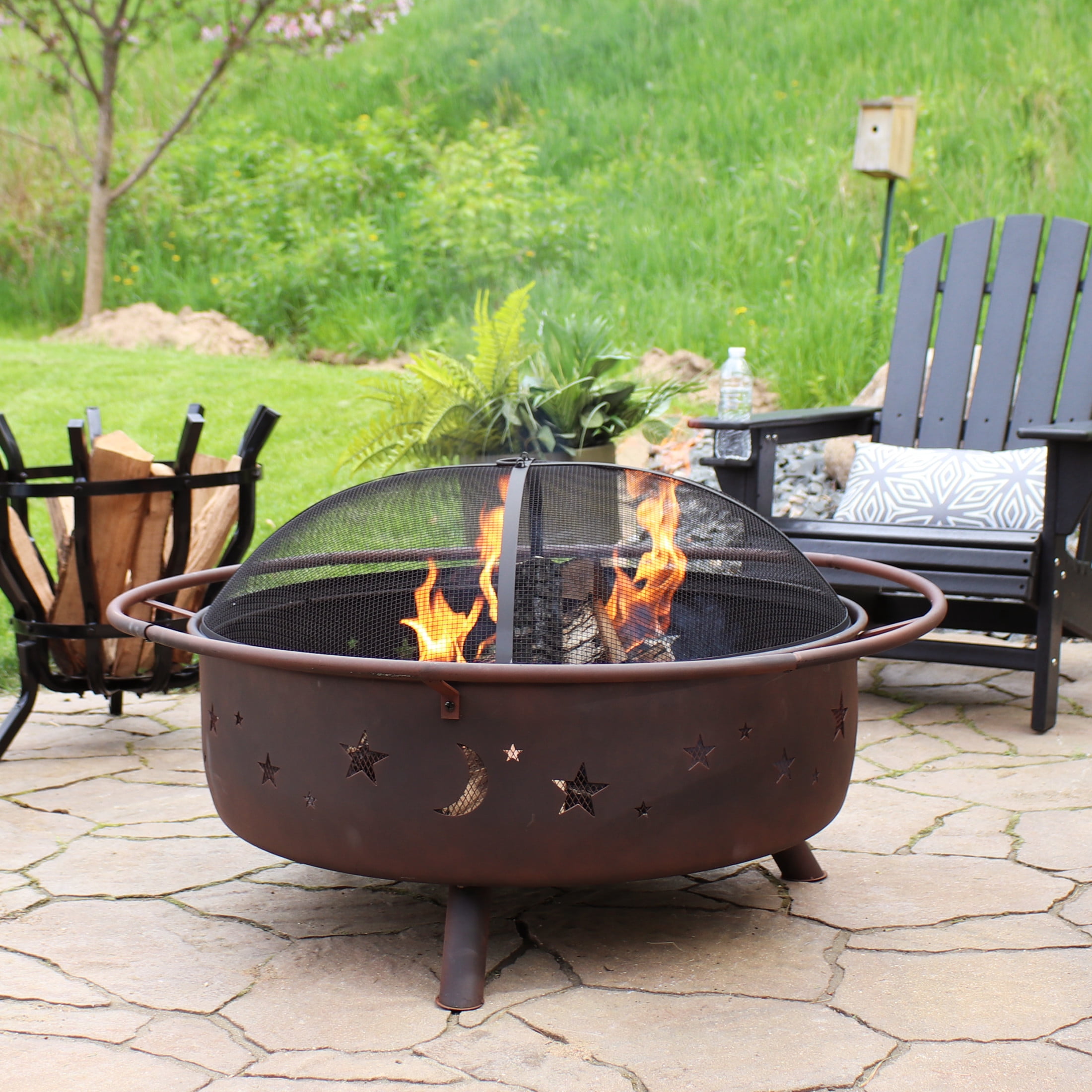 Sunnydaze 42" Bronze Wood-Burning Fire Pit with Spark Screen