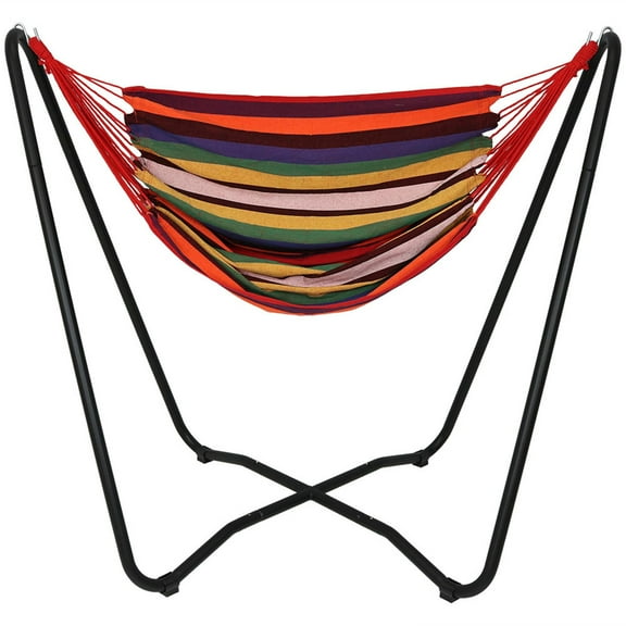 Sunnydaze Cotton Hammock Hanging Chair with Stand - Sunset