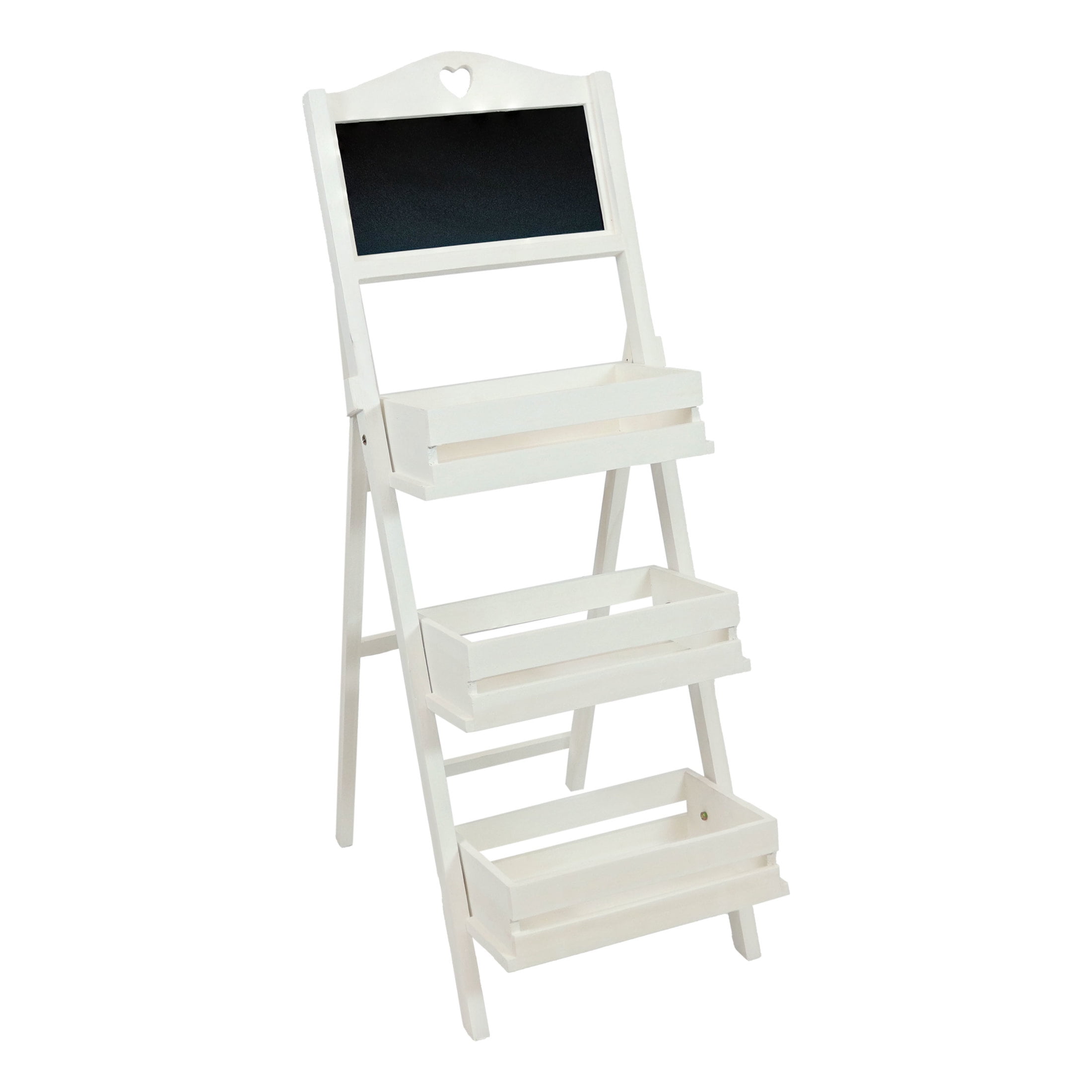 White Fir Wood 41" 3-Tier Ladder Plant Stand with Chalkboard