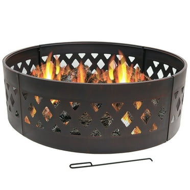 Sunnydaze Crossweave 36" Round Steel Heavy-Duty Fire Ring
