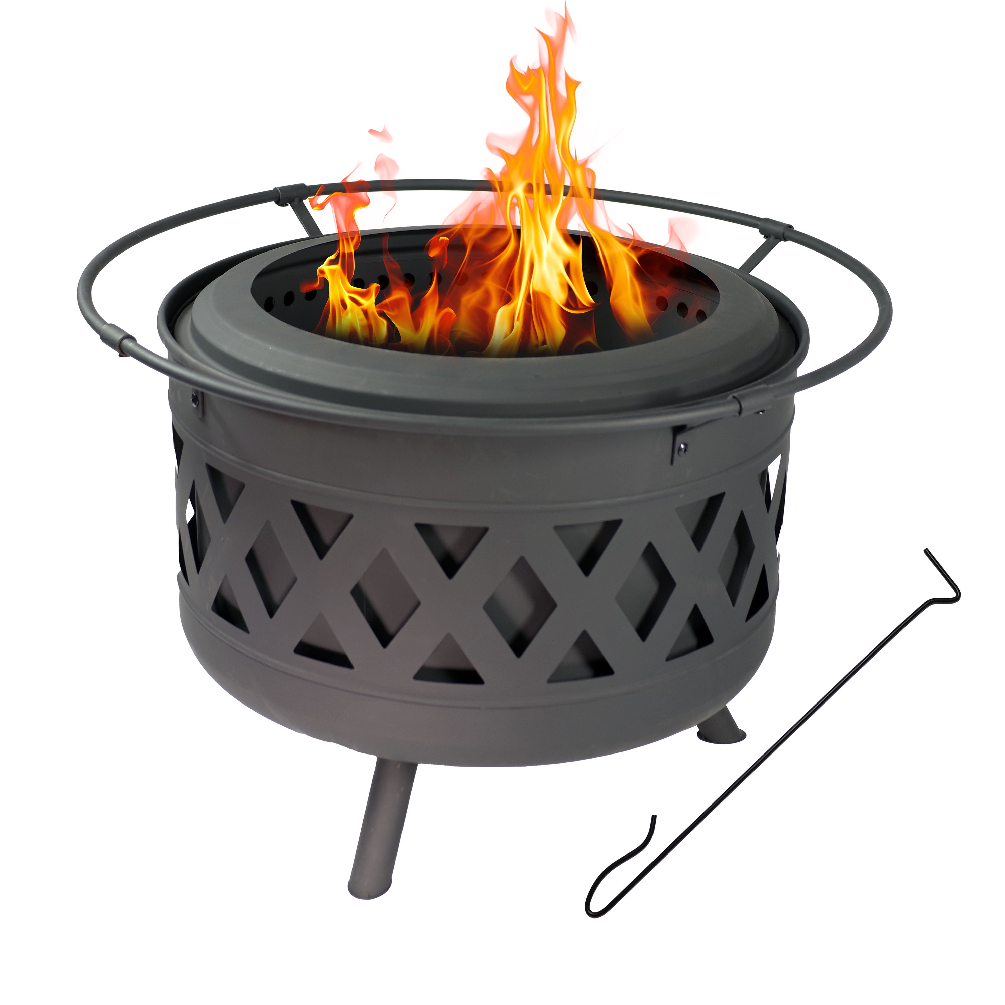 Sunnydaze Crossweave Outdoor WoodBurning Steel Smokeless Fire Pit for the Backyard Black 30
