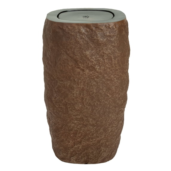 Sunnydaze Cylinder Brown Outdoor Bubble Fountain, LED Light
