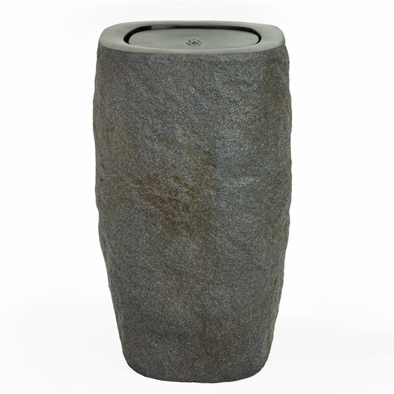Sunnydaze Cylinder Gray Outdoor Bubble Fountain, LED Light