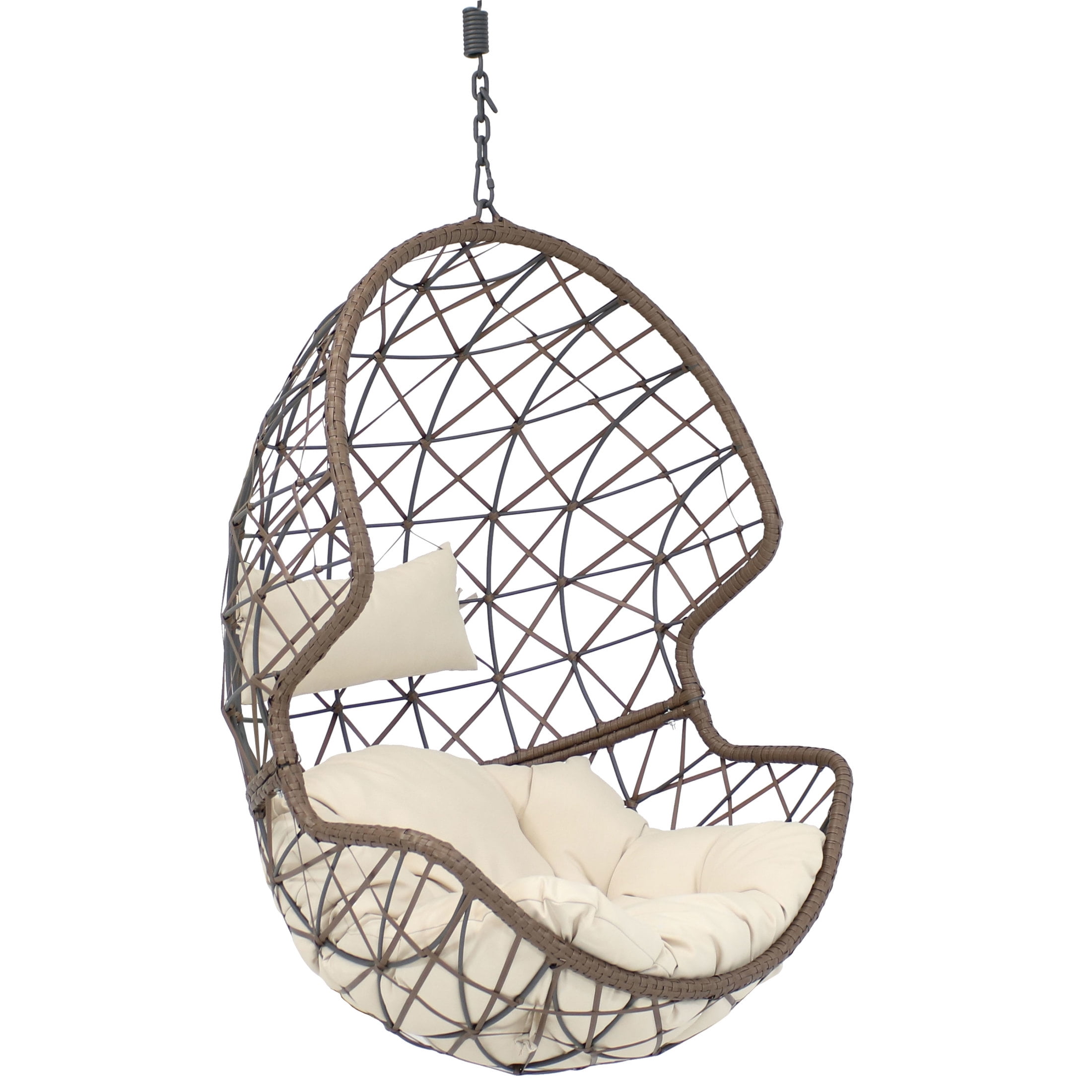 Walmart Black Friday Deals 2025 - Sunnydaze Danielle Resin Wicker Egg Hanging Chair with Cushions, Beige