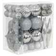 thumbnail image 1 of Sunnydaze Deck the Halls Silver Plastic Christmas Ornament Balls, 59 Count, 1 of 10
