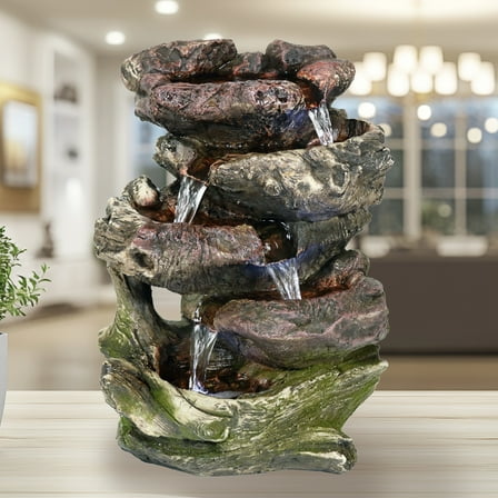 Sunnydaze Decor 14" Tabletop 5 Tier Rock Falls Water Fountain