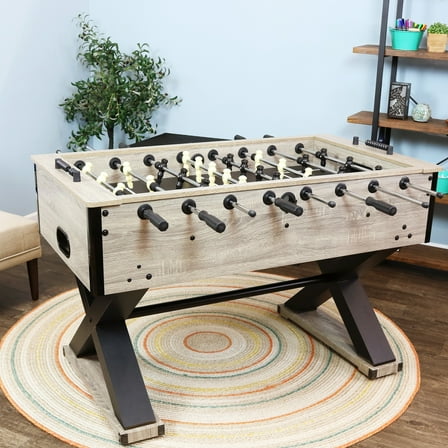 Sunnydaze Delano 2-Player Indoor Foosball Table, Gray Distressed Wood Look