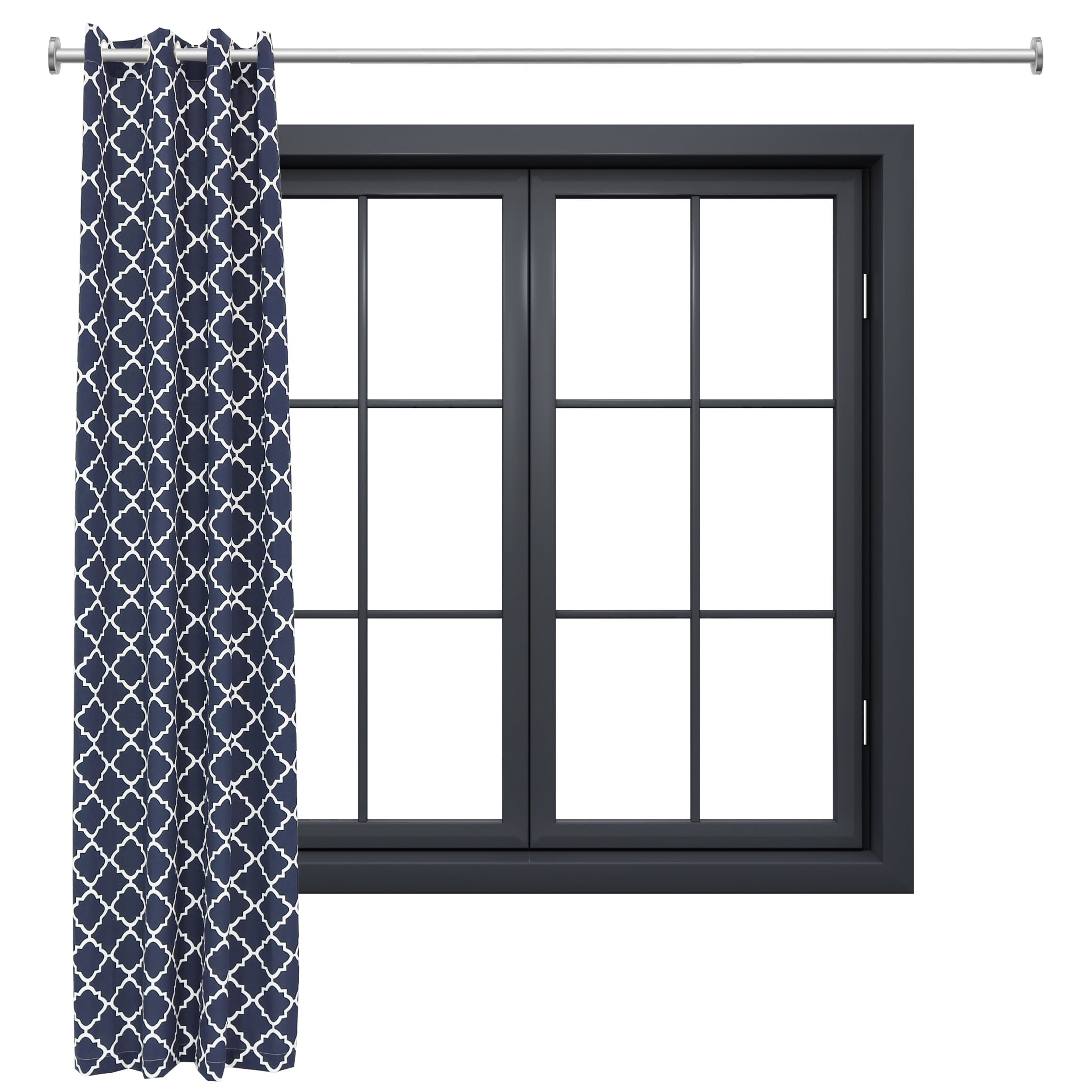 Blue Quatrefoil Light-Filtering Polyester Grommet Curtain Panel