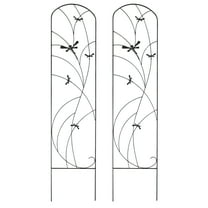 Sunnydaze Dragonfly Delight 12.5" x 55.75" Black Steel Garden Trellis for Climbing Plants (2 Count)
