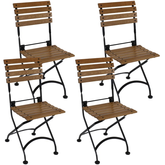 Sunnydaze European Chestnut Outdoor Folding Bistro Dining Chair - Set of 4, Brown