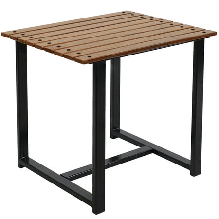 Sunnydaze European Chestnut Square Patio Side Table