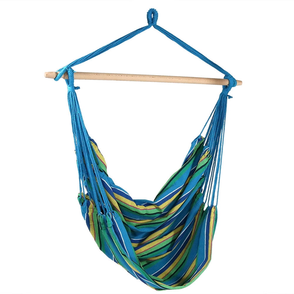 Ocean Breeze Blue Cotton Hanging Chaise Lounger with Cushions