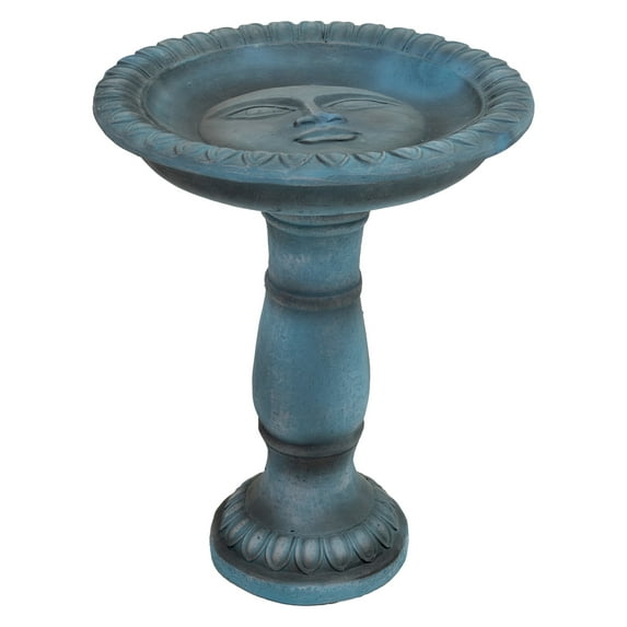 Sunnydaze Facade du Soleil Freestanding Glass Fiber Reinforced Concrete Outdoor Bird Bath, Green