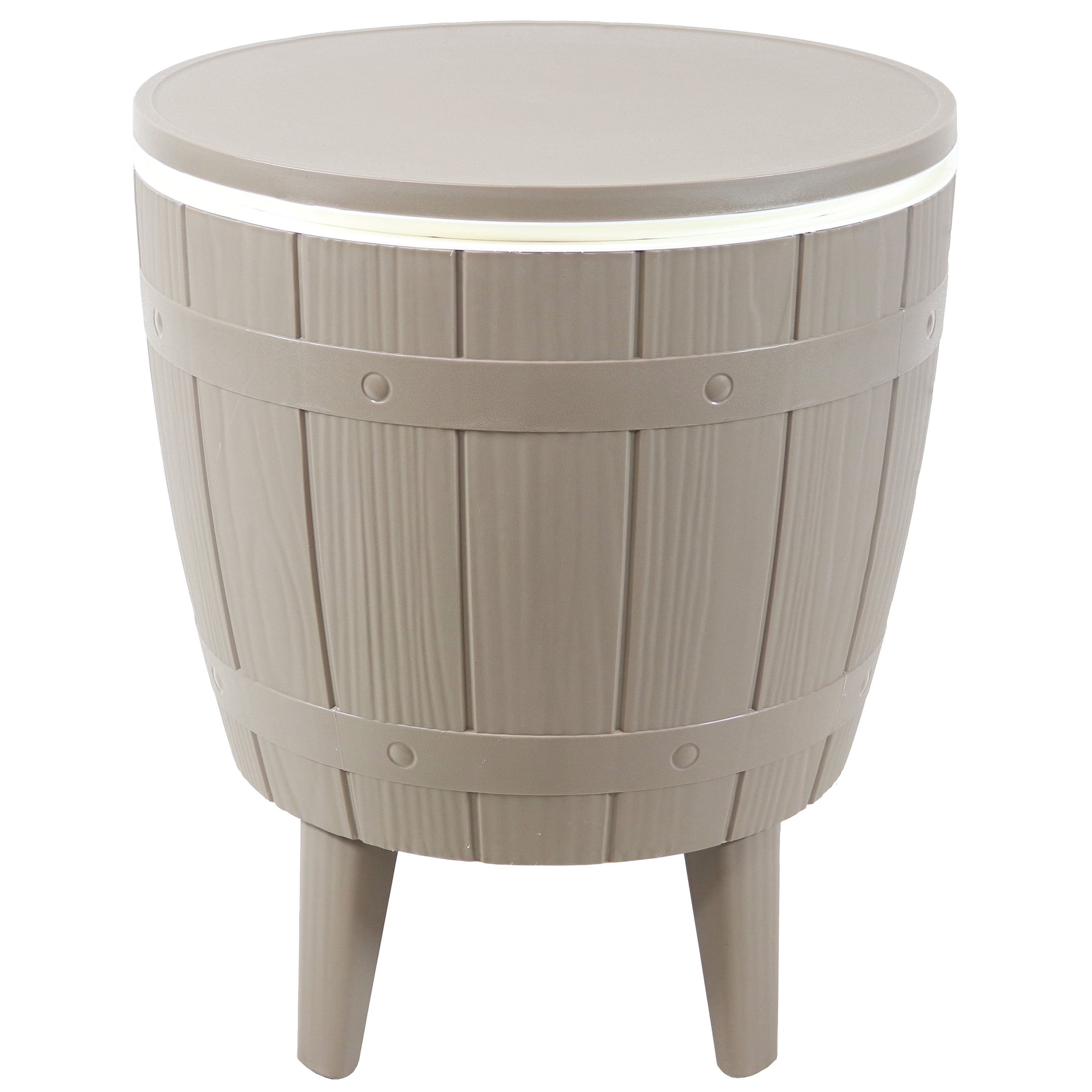 Sunnydaze Faux Wood Design Patio Bar Cooler Table with Height