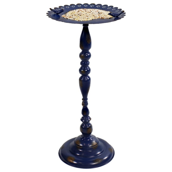 Sunnydaze Feathered Friends Freestanding Metal Outdoor Bird Bath, Blue