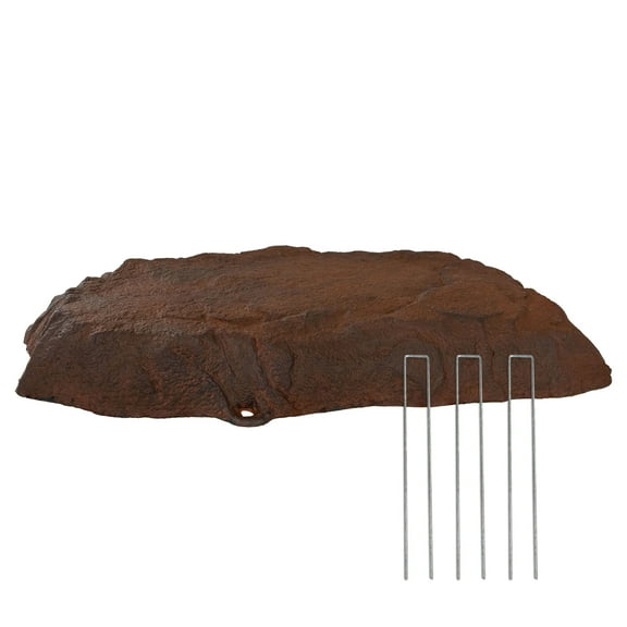 Sunnydaze Flat 3.5" Brown Polyresin Faux Landscape Rock Cover with Metal Stakes
