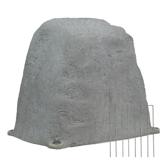 Sunnydaze Flat-Top 11" Gray Polyresin Faux Landscape Rock Cover with Metal Stakes