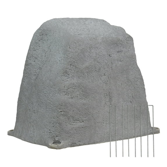Sunnydaze Flat-Top 11" Gray Polyresin Faux Landscape Rock Cover with Metal Stakes