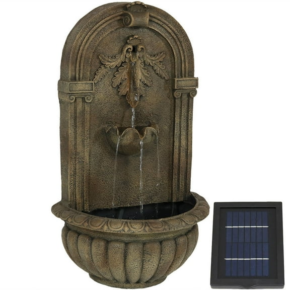 Sunnydaze Home Decor Florence Solar Outdoor Wall Fountain - Florentine Stone Finish
