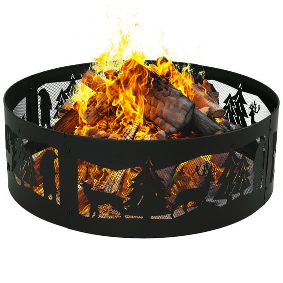 Sunnydaze Forest Wilderness 36" Round Steel Fire Pit Ring