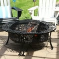 thumbnail image 1 of Sunnydaze Four Star 40" Round Wood-Burning Black Finish Steel Fire Pit Table with Screen, 1 of 8