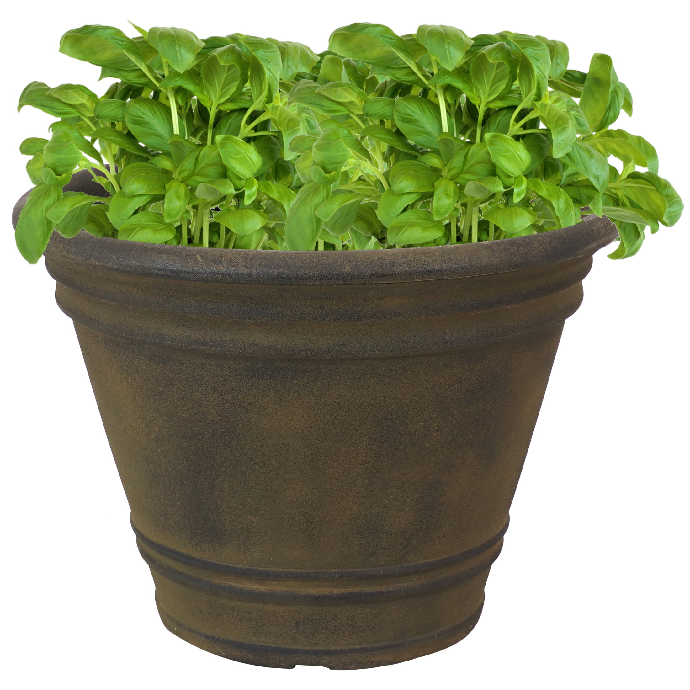 Sunnydaze Franklin 20" x 20" x 14.75" Round Sable Polyresin Outdoor Planter Pot